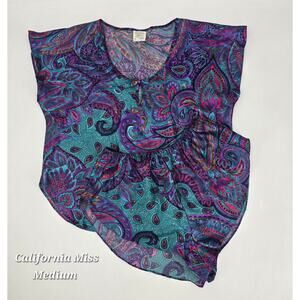 Vintage 80s California Miss Psychedelic Paisley‎ Lounge Set Festival Coquette M